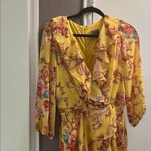 Floral Yellow Ruffle Dress